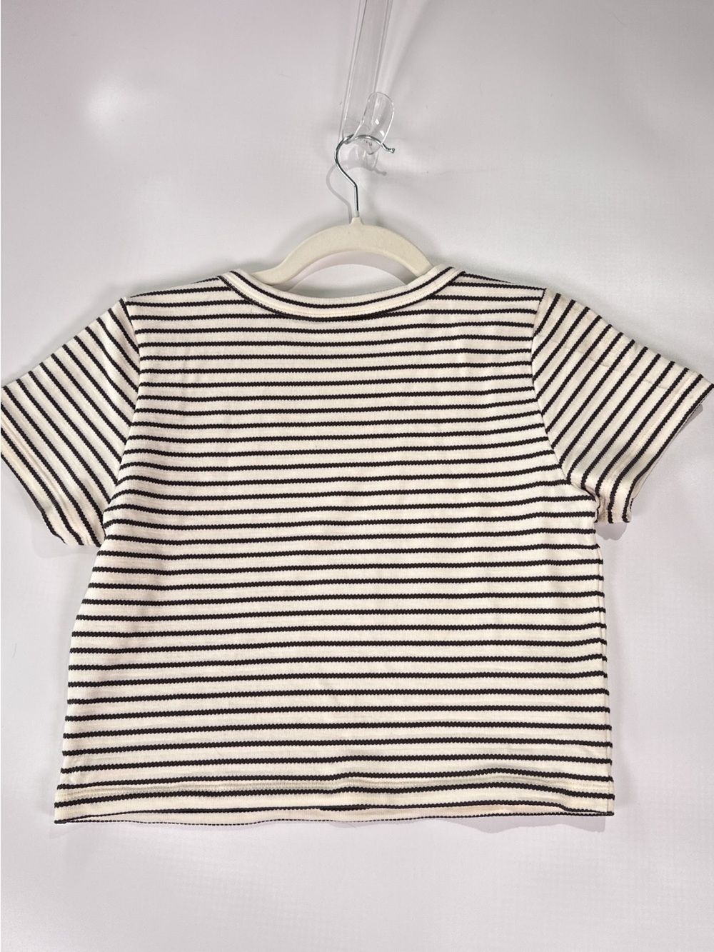 Samii Ryan Striped Ribbed Baby Tee Cropped Shirt Daisy Logo Black White M - Picture 3 of 8